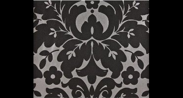 Dutch Wallcoverings - Schuimvinyl medaillon zwart/zilver