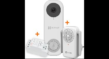 DB1C Kit (met Chime & Transformer) - Wifi-videodeurbelkit - werkt met Google Assistent - Zonder Abonnement -Wit