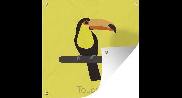 Tuinposters Een illustratie van een toekan op een gele achtergrond - 50x50 cm - Tuindoek - Buitenposter
