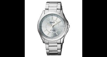 Q&Q QB54J201Y - Horloge - Analoog - Mannen - Heren - stalen band - Rond - Metaal - Streepjes - Zilverkleurig