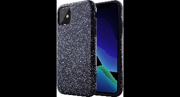 Ntech hoesje Geschikt voor iPhone 11 Pro Max Glitter TPU Back Hoesje - Zwart