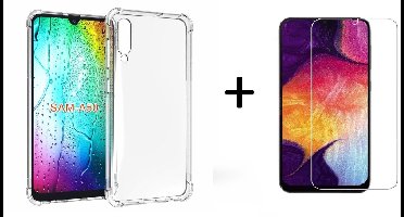 Hoesje Geschikt Voor Samsung Galaxy A50s/A30s Anti Shock Back hoesje + Glazen Screenprotector