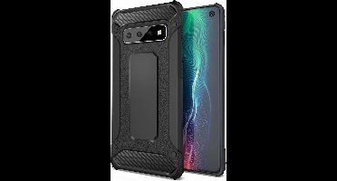 Ntech Hoesje Geschikt Voor Samsung Galaxy S10+ Hybrid Armor Hoesje - Zwart