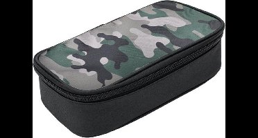 Verhaak Etui Bakmodel Camouflage Groen Zwart Extra Groot 24 x 12 cm Back To School