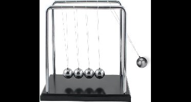 MikaMax Newton Cradle XL - Houten Voet - Metalen Frame - Newton Pendel - Newton Ballen - Ballanceerballen