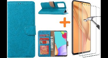 Hoesje Geschikt Voor Samsung Galaxy A52 hoesje bookcase Blauw - Hoesje Geschikt Voor Samsung Galaxy A52 5G hoesje wallet cover met Pasjeshouder - 2x Hoesje Geschikt Voor Samsung Galaxy A52 screenprotector