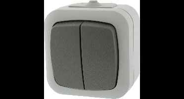 Q-Link Serieschakelaar voor Buiten - Schakelaar Ronde Hoeken - Opbouw - IP54 Spatwaterdicht - Grijs