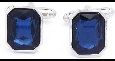 Manchetknopen - Blauw Kristal Groot Rechthoekig