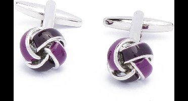 Manchetknopen - Knoop met Paars en Zwart