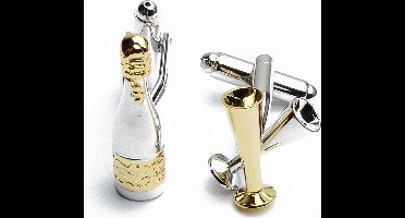 Manchetknopen - Champagne Fles en Glas Glazen