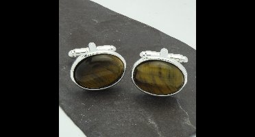 Manchetknopen - Edelsteen Ovaal Tijgeroog