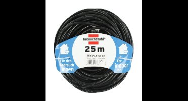 Brennenstuhl verlengsnoer van kwaliteitskunststof met randaardecontactstekker en contactdoos (verlengkabel voor binnenshuis met 25m kabel) zwart