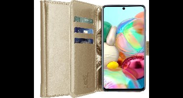 Hoesje geschikt voor Samsung Galaxy A71 - Book Case Kunstleer Pasjeshouder Goud
