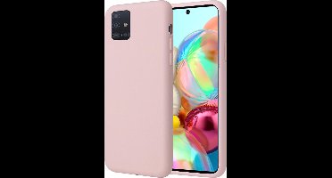 Hoesje geschikt voor Samsung Galaxy A71 - Matte Back Cover Microvezel Siliconen Case Hoes Roze