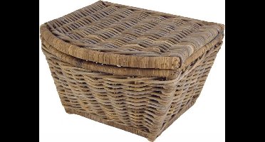 Fietsmand - met deksel - Rotan - Riet - Grey