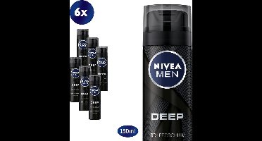 NIVEA MEN Deep Scheerschuim - 6 x 200 ml - Voordeelverpakking