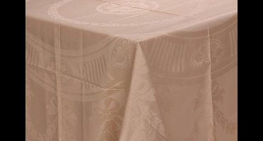 Damast Tafelkleed Nero 190x140cm zandkleur De Witte Lietaer