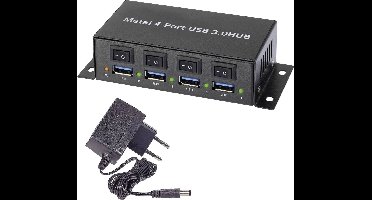 Renkforce RF-3955362 RF-3955362 USB-hub 4 poorten USB-A USB 3.0 5 GBit/s Met metalen behuizing, Individueel schakelbaar