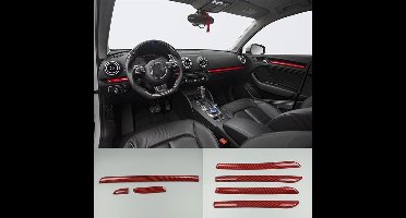 Dashboard Deurlijsten Voor Audi A3 S3 RS3 Sportback Limousine 8V ROOD! Carbon Style Interieurlijsten Lijsten Geschikt