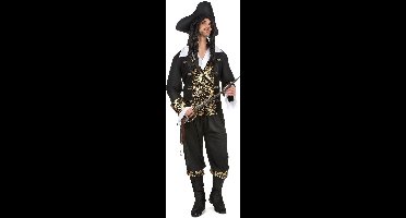 Vegaoo - Zwart-goudkleurig piraat kostuum voor mannen