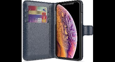 BeHello iPhone Xs  X Hoesje - Wallet Case Met Ruimte Voor 3 Pasjes Blauw