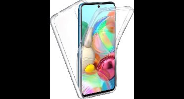 Samsung Galaxy A71 Hoesje - 360 Graden Case 2 in 1 Hoes Transparant + Ingebouwde Siliconen TPU Cover Screenprotector
