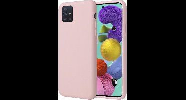 Hoesje geschikt voor Samsung Galaxy A51 - Matte Back Cover Microvezel Siliconen Case Hoes Roze