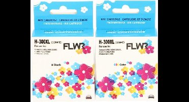 FLWR - Inktcartridge / 300XL / 2-pack / Zwart & Kleur - Geschikt voor HP