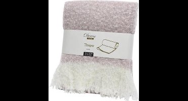 Decoris - Plaid - deken - geborsteld - blush pink - met franjes - 170 x 130 cm