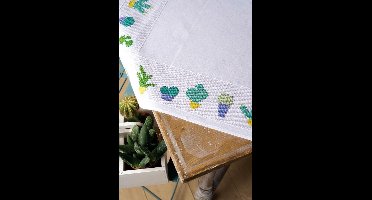 Borduurpakket tafelkleed met telpatroon cactussen om te borduren