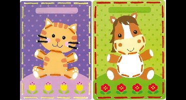 Vervaco - Borduurkaart kit - Poes en pony set van 2 - PN-0164929 - Borduren - Borduurpakket - Borduurpakket kind