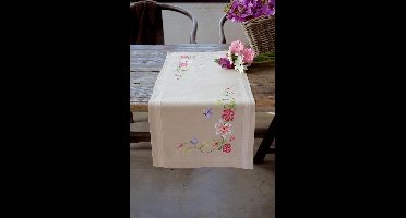 Vervaco - Loper kit - Roze bloemen met vlinders - PN-0146429 - Borduren - Borduurpakket - Borduurpakket volwassenen - Borduurpakket kind