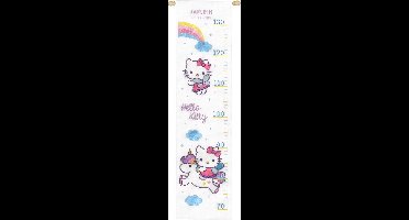 Vervaco - Telpakket kit - Geboorte - Groeimeter - Hello Kitty met regenboog - PN-0158349 - Borduren - Borduurpakket - Borduurpakket geboorte - Borduurpakket volwassenen