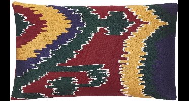 Dutch Decor MARS - Sierkussen geborduurd 30x50 cm - rood - groen - blauw - geel - Inclusief binnenkussen