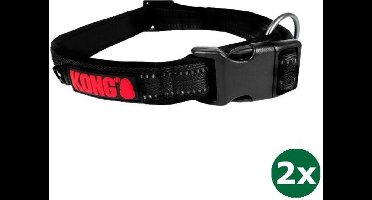Kong halsband voor hond nylon zwart 2x 45-66 cm