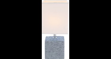 Decoratieve tafellamp keramiek grijs stoffen kap wit GERI