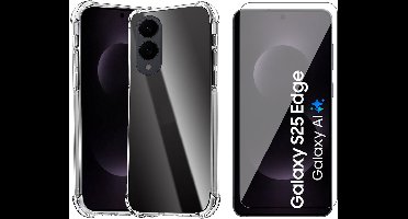 Hoesje geschikt voor Samsung Galaxy S25 Edge - Screenprotector Glas - Shockproof Transparant