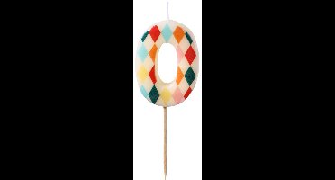 PartyDeco Cijferkaars 0 Ruitmotief 5,5cm