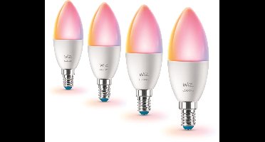 WiZ Voordeelverpakking - E14 - met 4 kaarslampen - Mat - 40W - 400lm - Wit en Gekleurd Licht - Slimme LED Verlichting - Werkt met Apple HomeKit, Alexa en Google Home - Tunable White and Color