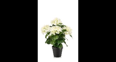 Emerald - Kunstplant Hortensia in pot 40cm wit/groen - Kunstplant voor binnen