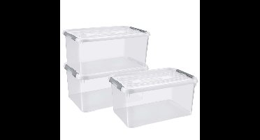 Curver Handy+ opbergbox - 50L - 3 stuks - Transparant met deksel