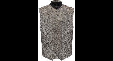Trachtenvest Jacquardpatroon - Taupe-Zwart - Maat 54