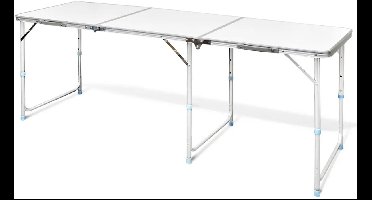 Opvouwbare kampeertafel 180*60cm - Verstelbare hoogte Kleine draagbare kampeertafels - Aluminium eettafel voor buiten, kamp, ​​tuin, picknick, BBQ, dineren, koken - Ondersteunt tot 30 - 50 kg