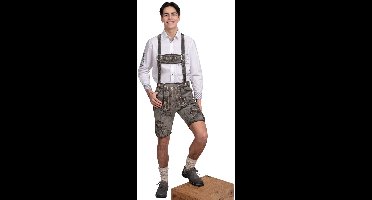 Oktoberfest Lederhose Deluxe Leder Kort Grijs Antiek - Maat 46