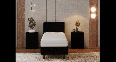 Nessa® - 70x190 Boxspring Bjorn - Zwart - Inclusief 20cm dik HR45 Koudschuim Comfort matras