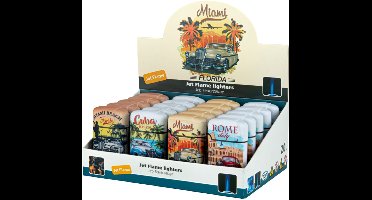 Turbo aanstekers - 20 stuks jet flame lighters - Beach-Tour print - wind aansteker - verstelbaar vlam - navulbaar - gasbranders