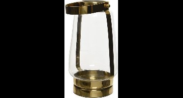 Decoris - lantaarn RVS structuur glas goud