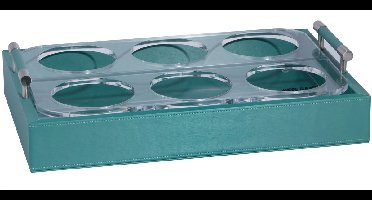 Marine Business Waves kunstleren turquoise Glazenhouder maat L