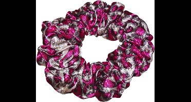 Scrunchie groot panterprint roze