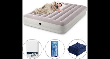 Intex Prestige Mid-Rise | Tweepersoons | 203 x 152 x 30 cm | Inclusief bijpassend hoeslaken + twee fleece dekens + reparatiekit